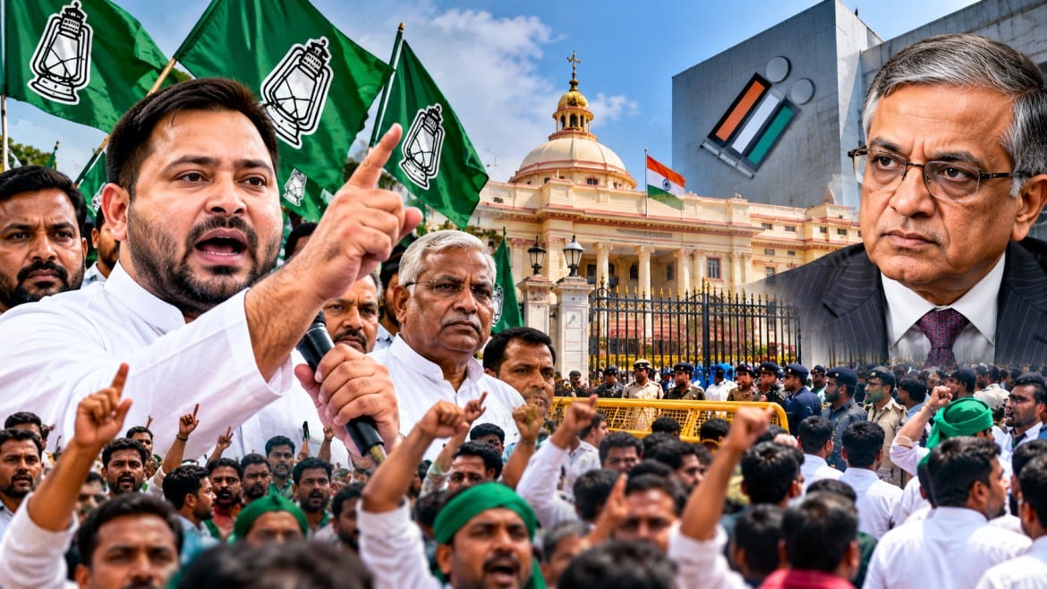 पटना में RJD का धरना