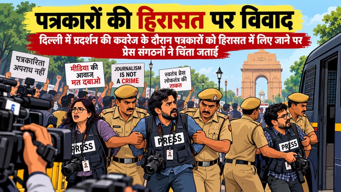 दिल्ली में पत्रकारों की हिरासत पर विवाद, प्रेस संगठनों ने जताई चिंता